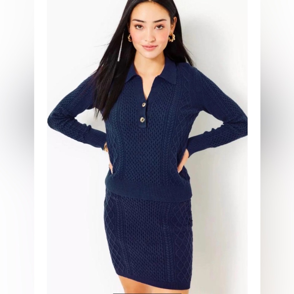 Lilly Pulitzer NWT Lizona Sweater Skirt Low Tide Navy $128 Size XS - Picture 5 of 10